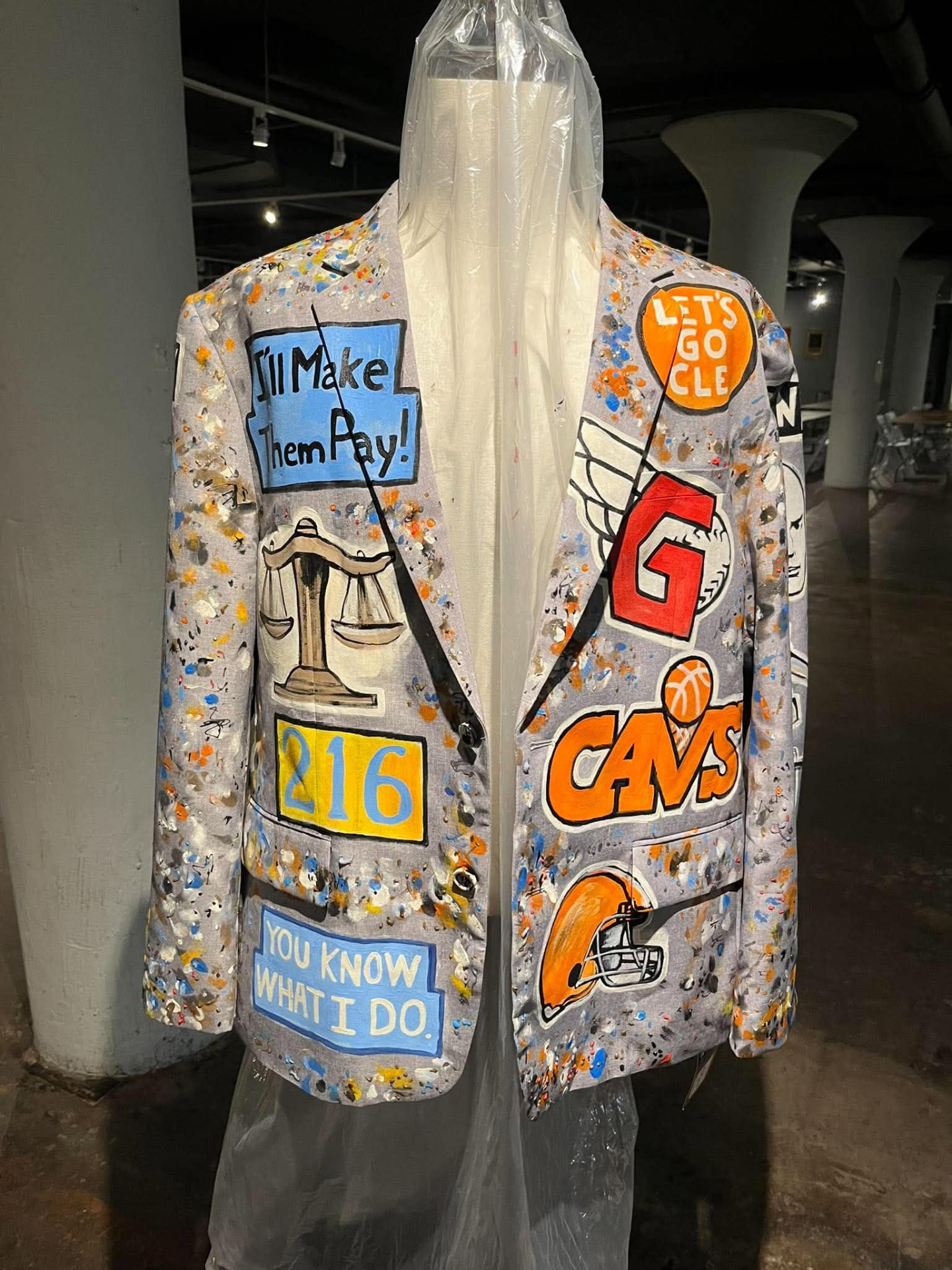 Front of Garrett Weider’s hand-painted Cleveland jacket